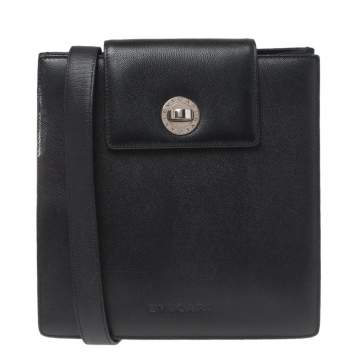 Pre Owned Bvlgari Black Leather Accordion Shoulder Bag