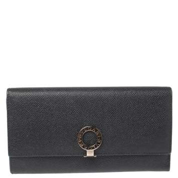 Pre Owned Bvlgari Black Leather Continental Wallet