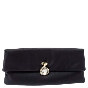 Pre Owned Bvlgari Black Satin Monete Clutch