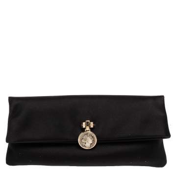 Pre Owned Bvlgari Black Satin Monete Clutch