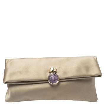 Pre Owned Bvlgari Grey Satin Monete Clutch