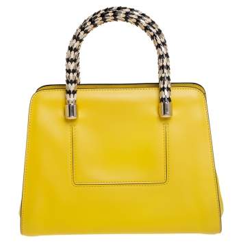 Pre Owned Bvlgari Yellow Leather Scaglie Serpenti Satchel