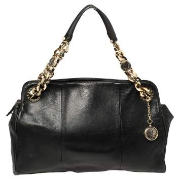 Pre Owned Bvlgari Black Leather Monete Chain Satchel