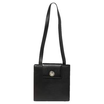 Pre Owned Bvlgari Black Leather 3 Gussets Shoulder Bag