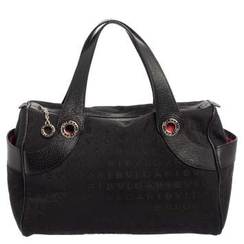 Pre Owned Bvlgari Black Monogram Canvas and Leather Satchel