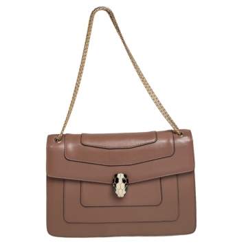 Pre Owned Bvlgari Brown Leather Medium Serpenti Forever Shoulder Bag