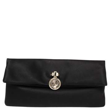 Pre Owned Bvlgari Black Satin Monete Clutch