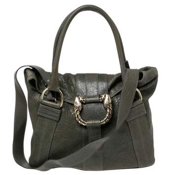 Pre Owned Bvlgari Dark Green Leather Leoni Shoulder Bag