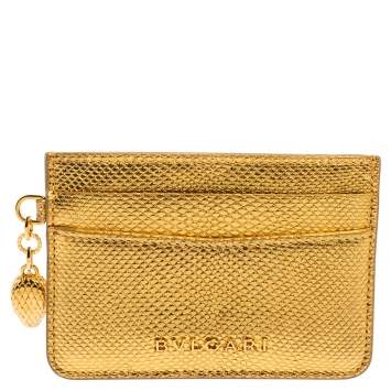 Pre Owned Bvlgari Gold Karung Serpenti Forever Card Holder