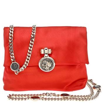 Pre Owned Bvlgari Orange Satin Monete Clutch