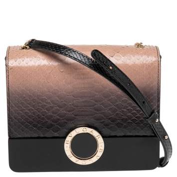 Pre Owned Bvlgari Ombre Pink/Black Python And Perspex Bulgari Chain Crossbody Bag