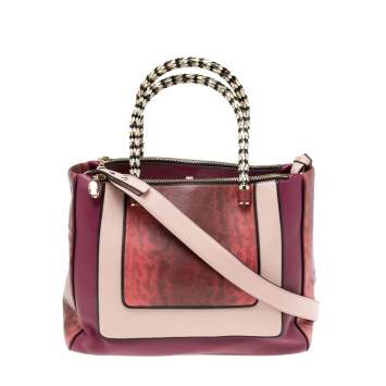 Pre Owned Bvlgari Tri Color Leather and Kurung Serpenti Scaglie Tote