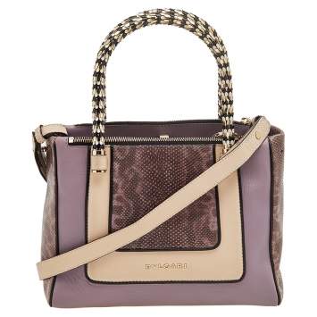 Pre Owned Bvlgari Tri Color Leather and Kurung Serpenti Scaglie Tote