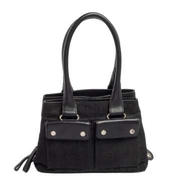 Pre Owned Bvlgari Black Canvas And Leather Front Pocket Satchel