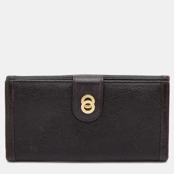 Bvlgari Dark Brown Leather Flap Continental Wallet