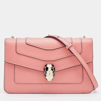 Pre Owned Bvlgari Peach Leather Serpenti Forever Crossbody Bag