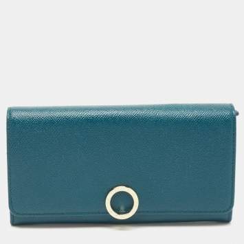 Pre Owned Bvlgari Green Leather Bvlgari Bvlgari Flap Continental Wallet