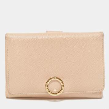 Bvlgari Light Pink Leather Icon Bit French Wallet