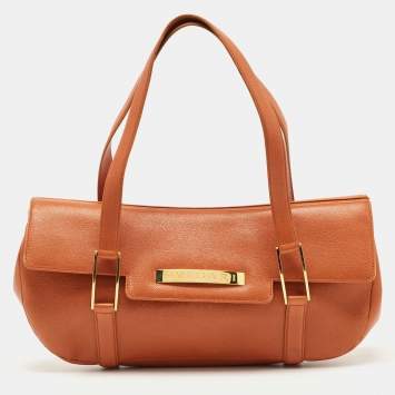 Pre Owned Bvlgari Tan Leather Logo Satchel