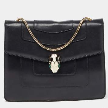 Bvlgari Black Leather Serpenti Forever Crossbody Bag