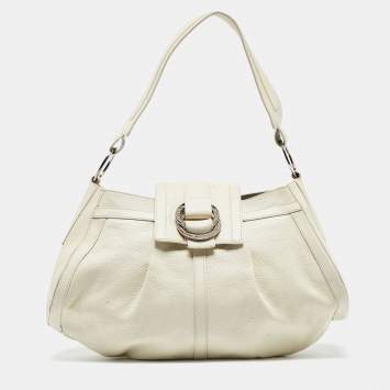 Pre Owned Bvlgari Off White Leather Chandra Shoulder Bag