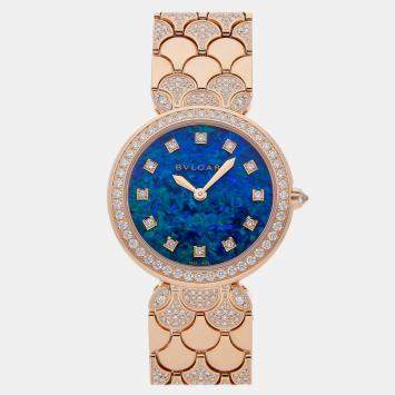 Bvlgari Blue 18k Rose Gold Divas' Dream 103646 Quartz Women's Wristwatch 33 mm