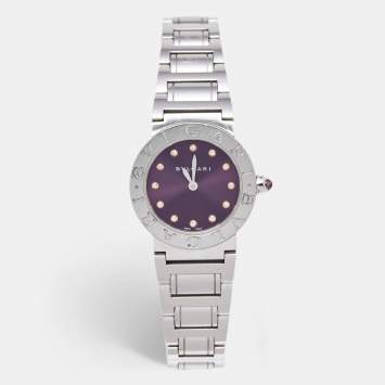 Bvlgari Purple Diamond Stainless Steel Bvlgari Bvlgari 102606 Women's Wristwatch 26 mm 