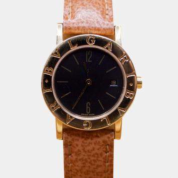 Bvlgari Black 18k Yellow Gold Bvlgari Bvlgari Quartz Women's Wristwatch 26 mm