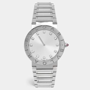 Bvlgari Silver Dial Diamond Stainless Steel Bvlgari Bvlgari 103696  Women's Wristwatch 33 mm
