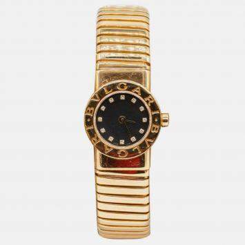 Pre Owned Bvlgari Vintage Expandable Tubogas BB19 2T Diamonds 18K YG Quartz Women's Wrist watch 19 mm