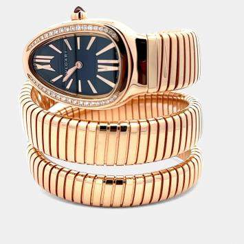 Pre Owned Bvlgari Serpenti Tubogas 101814 Quartz 18K Rose Gold Women’s Wristwatch 35 mm
