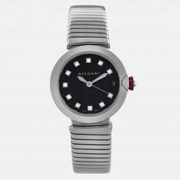 Pre Owned Bvlgari Lvcea LU33S Automatic Diamond Black Stainless Steel Women’s Wristwatch 33 mm