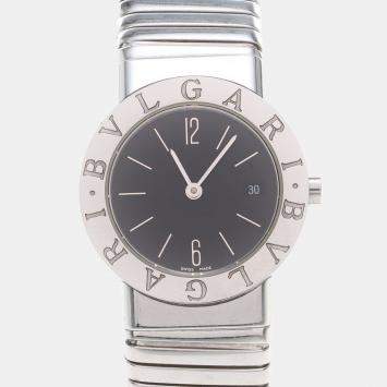 Pre Owned Bvlgari Bvlgari Tubogas BB262TS Quartz Black Stainless Steel Women's Wristwatch 26mm