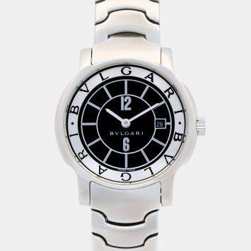 مملوكة مسبقًا Bvlgari Solotempo ST29S Quartz Black Stainless Steel Women's Wristwatch 29 mm