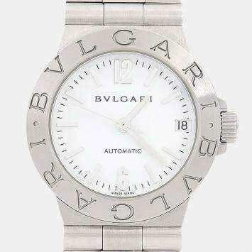 مملوكة مسبقًا Bvlgari Diagono LCV29S Automatic CWhite Stainless Steel Women's Wristwatch 29mm