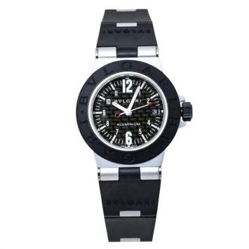 Pre Owned Bvlgari Carbon Fiber Aluminum and Black Rubber Diagono AL 29 TA Women's Wristwatch 29 mm
