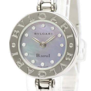 Pre Owned Bvlgari Blue MOP Diamonds Stainless Steel B.Zero1 Quartz Bz22S Women's Wristwatch 22 MM