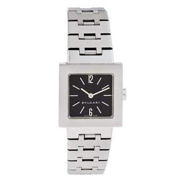 Pre Owned Bvlgari Black Stainless Steel Quadrato SQ22SS Women's Wristwatch 22MM