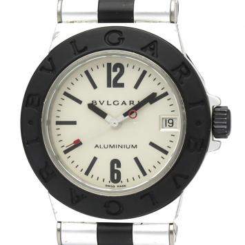 مملوكة مسبقًا Bvlgari Silver Aluminum Rubber AL32TA Quartz Women's Wristwatch 32 MM