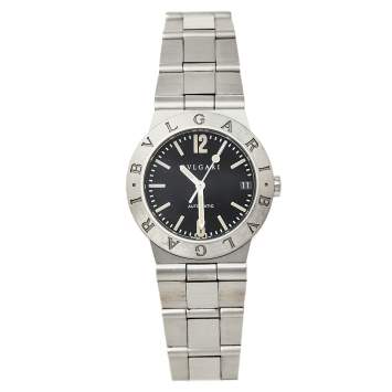 Pre Owned Bvlgari Black Stainless Steel Diagono LC 29 S Automatic Women's Wristwatch 29 mm