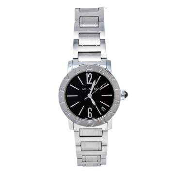 Pre Owned Bvlgari Black Stainless Steel Bvlgari 102072 Automatic Women's Wristwatch 33 mm