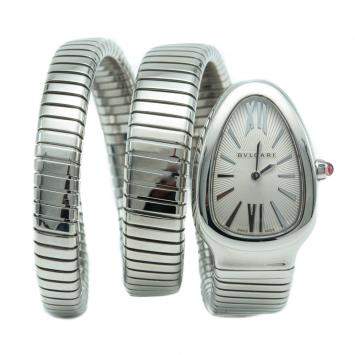 Pre Owned Bvlgari Serpenti White Dial Stainless Steel Women's Watch 35MM