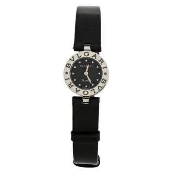 Pre Owned Bvlgari Grey Stainless Steel & Patent Leather B.Zero1 BZ 22 S Women's Wristwatch 22 mm
