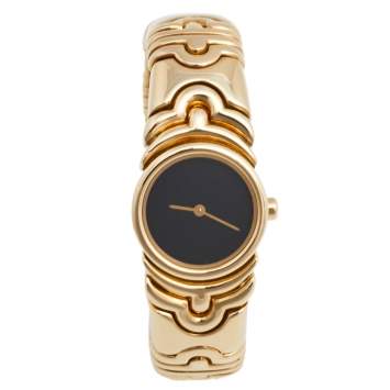 Pre Owned Bvlgari Black 18k Yellow Gold Parentesi BJ01 Women's Wristwatch 20 mm