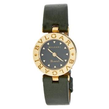 Pre Owned Bvlgari Black 18k Rose Gold Leather B.Zero1 BZ22G Women's Wristwatch 22 mm 