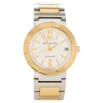 Pre Owned Bvlgari Silver White 18K Yellow Gold Stainless Steel Bvlgari BB33SSAUTO Women's Wristwatch 33 mm