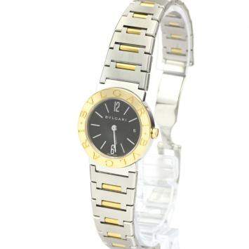 Pre Owned Bvlgari Black 18K Yellow Gold and Stainless Steel Bvlgari Bvlgari BB26SG Women's Wristwatch 26 MM