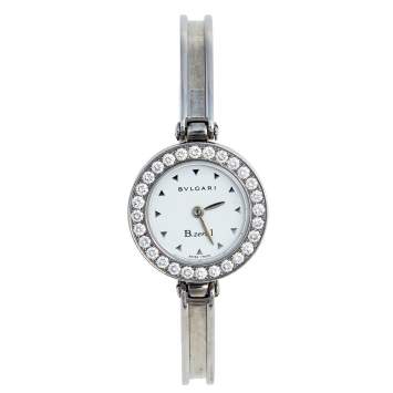 Pre Owned Bvlgari White Diamond Stainless Steel B.Zero1 BZ22S Women's Wristwatch 22MM