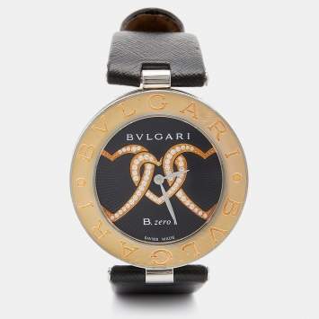 Pre Owned Bvlgari Black 18K Gold Stainless Steel B.Zero1 BZ P 35 S Quartz Women's Wristwatch 35 MM