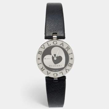 Bvlgari Black Stainless Steel Leather B.Zero1 BZ30S Women's Wristwatch 30 mm